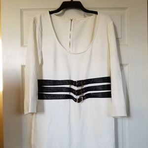 Long sleeve white fitting dress